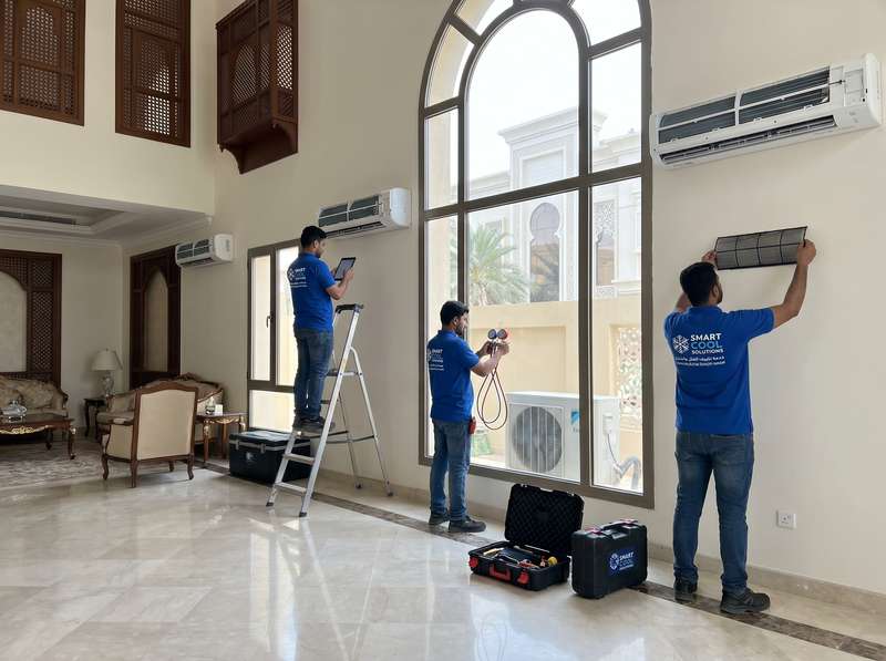 صيانة مكيفات فيلا سكنية بجدة - فريق سمارت كول